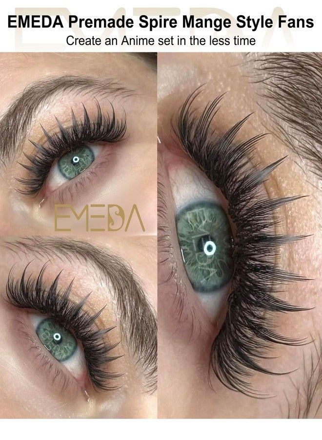 EMEDA Premade Anime Pyramid Spire Lash Clusters Mange Spike Lash Extension Fans Korean Japanese Makeup Cosplay Dolly Style Individual Eyelash Extensions Comic Pre-made by EMEDA (Pyramid D Curl MIX 9-15mm) - Image 2