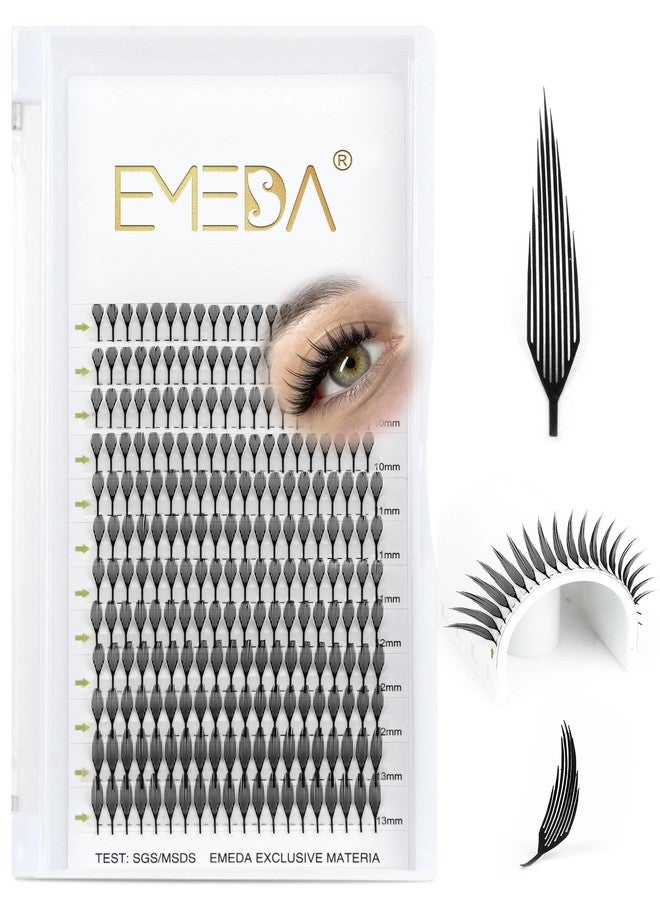 EMEDA Premade Anime Pyramid Spire Lash Clusters Mange Spike Lash Extension Fans Korean Japanese Makeup Cosplay Dolly Style Individual Eyelash Extensions Comic Pre-made by EMEDA (Pyramid D Curl MIX 9-15mm) - Image 1