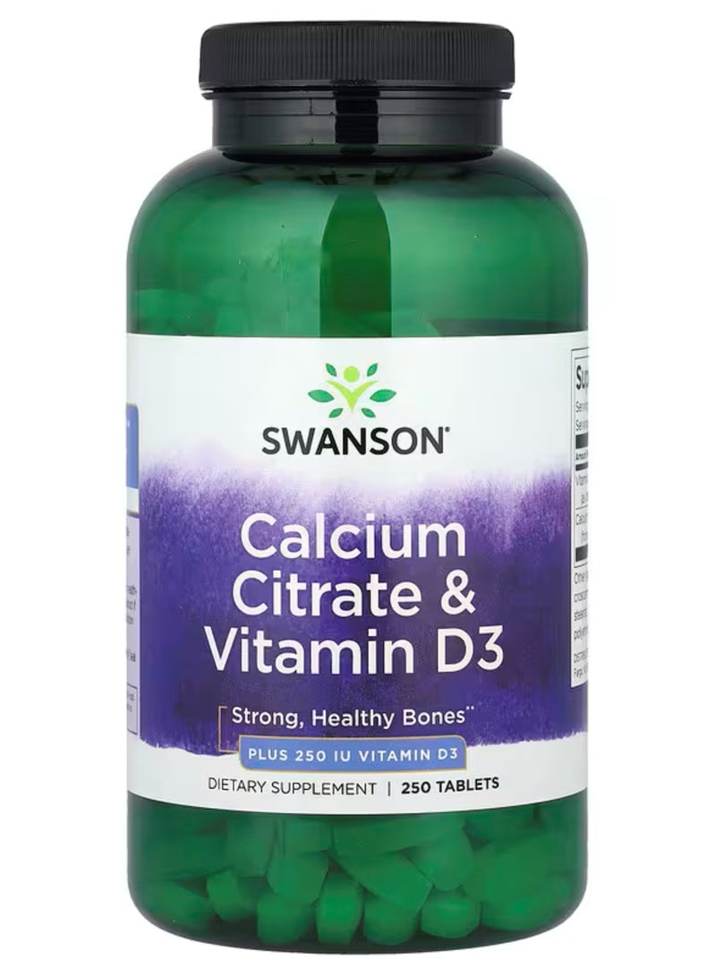 Swanson Calcium Citrate & Vitamin D3, 250 Tablets