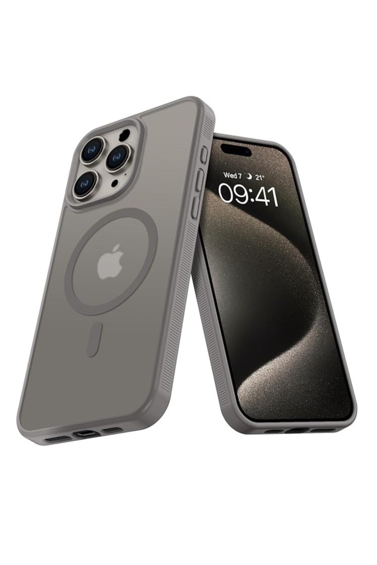 for iPhone 15 Pro Max Case Compatible with MagSafe Frosted Translucent Matte Magnetic Cover Wireless Charging Slim Non-Slip Protective Shockproof Case for iPhone 15 Pro Max Case 6.7",Gray