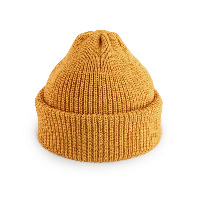 CHOK.LIDS Fisherman Beanie Short Knit Classic Cuff Skull Caps Outdoor Winter Stylish Trawler Sailor Beanies for Men Women (Mustard) - Image 1