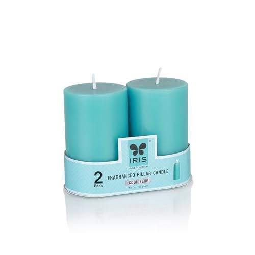 IRIS Home fragrances Pack of 2, Cool Blue Fragrance Pillar Candles- 120G Each- 2"X 3" (Cool Blue) - Image 4