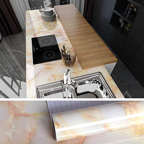 Nasmodo Granite Marble Wallpaper for Kitchen Furniture,Walls, Table top, Kitchen Slab, Floor, Wallpapers for cupboards, Door Sticker (Patel Pink, 60 * 300cm) - Image 1