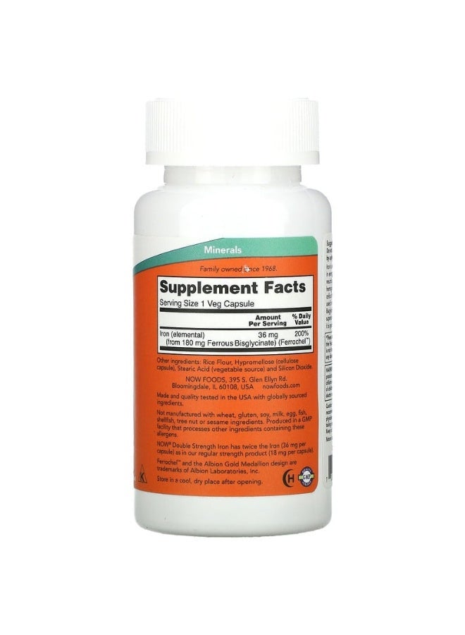 ناو فودز مكمّل غذائي بالحديد لقوة مضاعفة بتركيز 36 ملليجرام - 90 كبسولة نباتية - Image 2