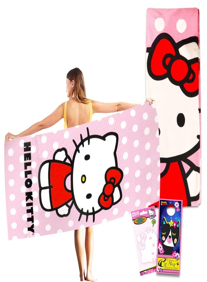 Hello Kitty Beach Towel Set - Bundle with 27x54 Hello Kitty Pool Towel Plus Decal and More | Hello Kitty Beach Towel for Kids and Adults - Image 1