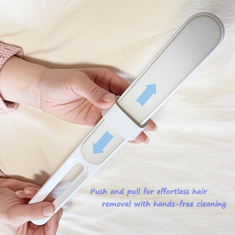 KASTWAVE Electrostatic Pet Hair Remover Brush, Double-Sided Self-Cleaning Lint Roller for Clothes, Furniture, Carpet and Car Seats, Push-Pull Design for Dog and Cat Fur Removal (White) - Image 5
