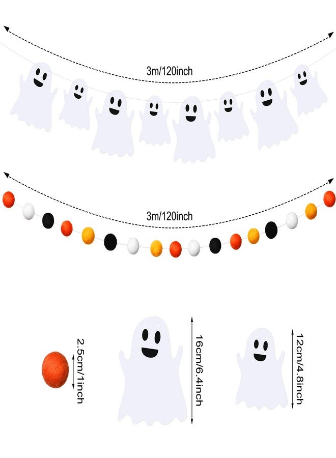 Oudain Halloween Banner 3 Pcs Burlap Boo Banner Felt Garland Ghost Decor White Orange and Black Hanging Halloween Decorations Outdoor for Party Birthday Fireplace Carnival Decoration - Image 2