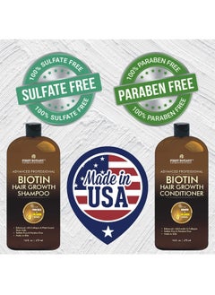 First Botany Biotin Hair Growth Shampoo Conditioner Anti Hair Loss Thickening Formula Collagen & Stem Cell For Hair Regrowth Anti Thinning Sulfate Free For Men Women Anti Dandruff Treatment 16 Oz X2  - Image 2