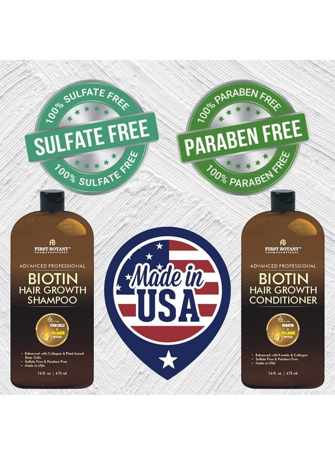 First Botany Biotin Hair Growth Shampoo Conditioner Anti Hair Loss Thickening Formula Collagen & Stem Cell For Hair Regrowth Anti Thinning Sulfate Free For Men Women Anti Dandruff Treatment 16 Oz X2 - Image 2