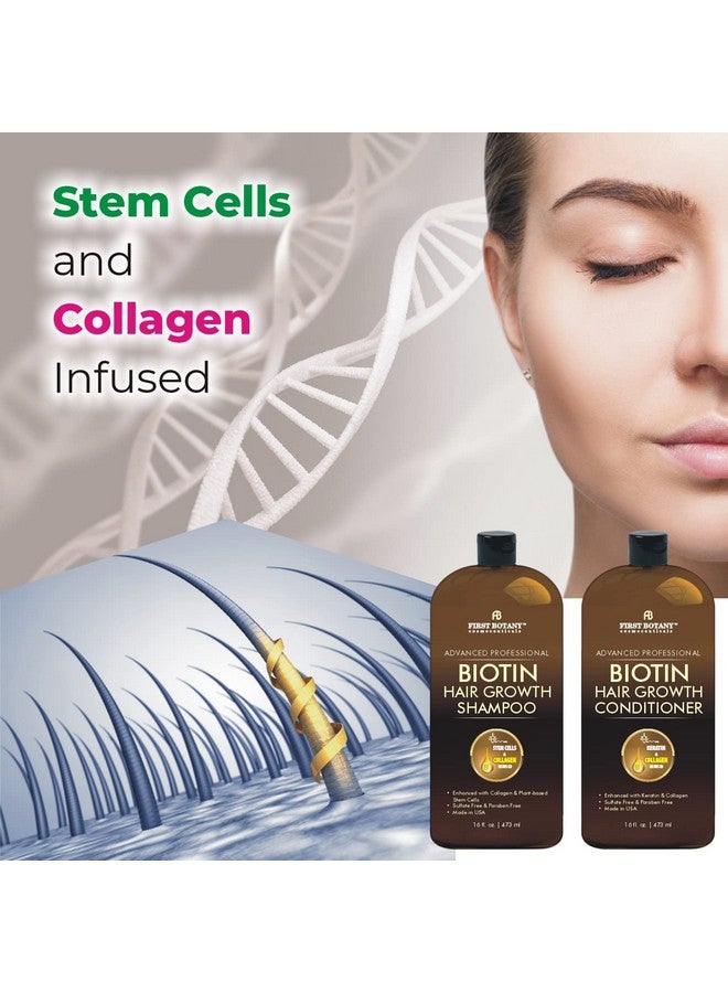 First Botany Biotin Hair Growth Shampoo Conditioner Anti Hair Loss Thickening Formula Collagen & Stem Cell For Hair Regrowth Anti Thinning Sulfate Free For Men Women Anti Dandruff Treatment 16 Oz X2 - Image 3