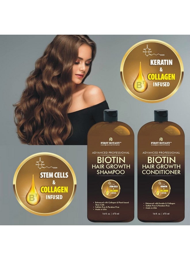 First Botany Biotin Hair Growth Shampoo Conditioner Anti Hair Loss Thickening Formula Collagen & Stem Cell For Hair Regrowth Anti Thinning Sulfate Free For Men Women Anti Dandruff Treatment 16 Oz X2 - Image 5