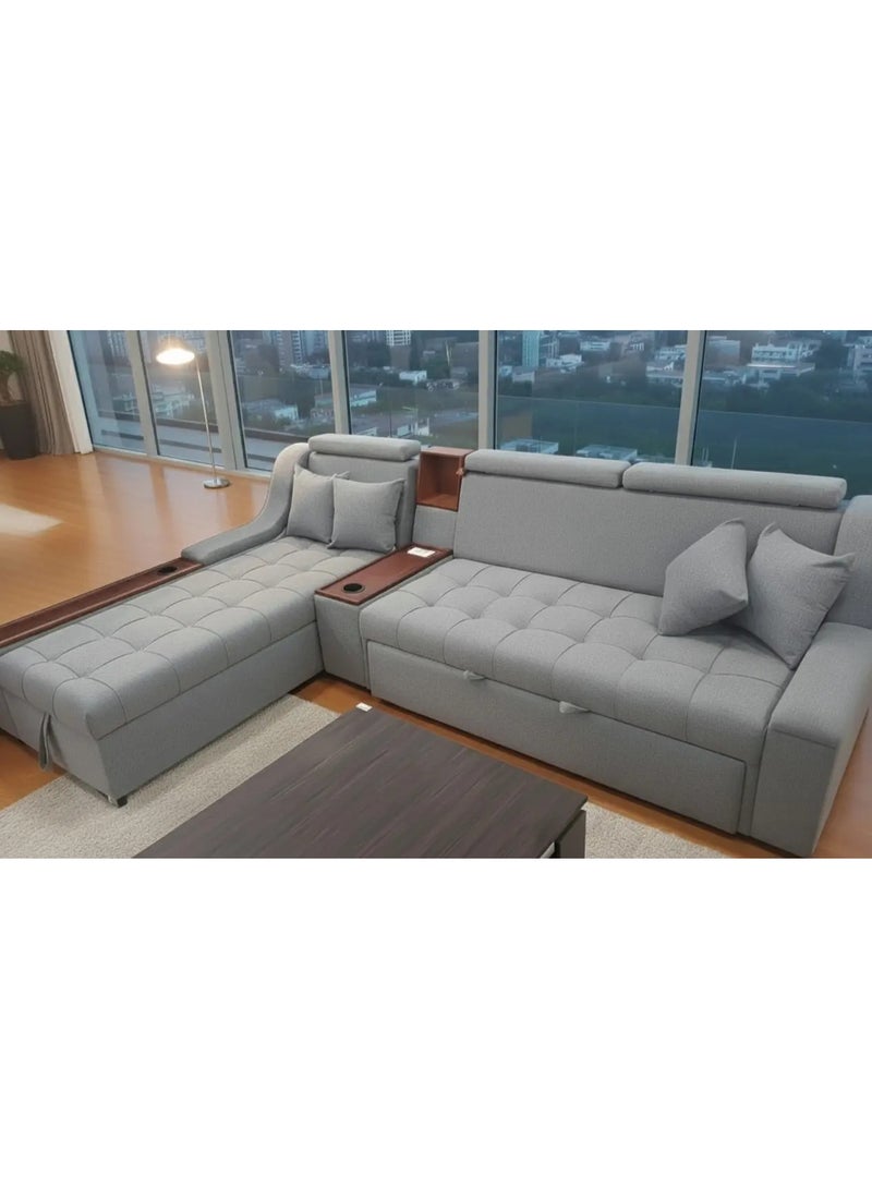 "ركنة طيارة  كنبة سرير مقاس 185*95*85 سم بيد  شازلونج مقاس 200*95*85 سم بسحارة + كب هولدر) 4 كوشن + وحده 1 كب هولدر + USB  "