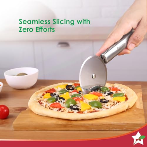 Wonderchef Ambrosia Pizza and Sandwich Cutter | Food-Grade Stainless-Steel Blades and Handle | Built-in Finger Guard | Multi-Purpose Use for Roti, Paratha, Dough | Dishwasher Safe | 1-Year Warranty - Image 5