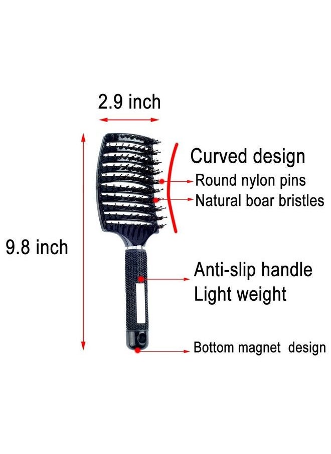 Perfehair - Natural Boar Bristle Hair Brush Curved Vented Detangling Blow Dry Brush For Women Long Thick Thin Curly Hair - Image 1