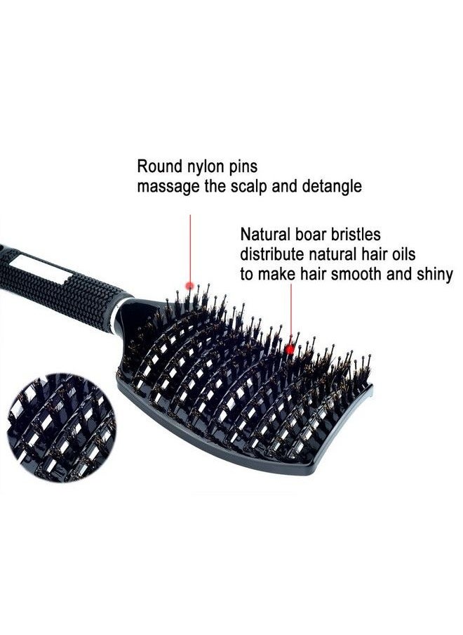 Perfehair - Natural Boar Bristle Hair Brush Curved Vented Detangling Blow Dry Brush For Women Long Thick Thin Curly Hair - Image 1