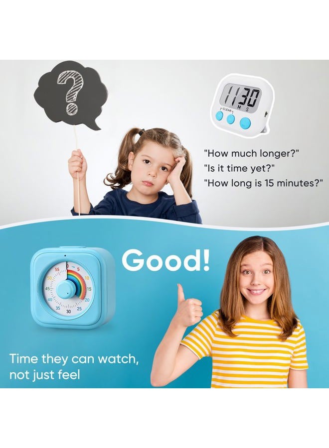 Nixroork Rainbow Visual Timer for Kids, 60 Minute Silent Countdown Timer, Time Management Tool for Homeschool Study Supplies, Classroom, Home, Office, Desk (Blue Rainbow) - Image 2