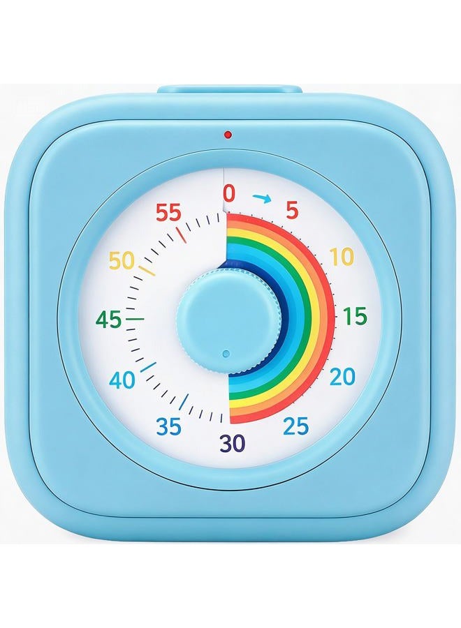 Nixroork Rainbow Visual Timer for Kids, 60 Minute Silent Countdown Timer, Time Management Tool for Homeschool Study Supplies, Classroom, Home, Office, Desk (Blue Rainbow) - Image 1