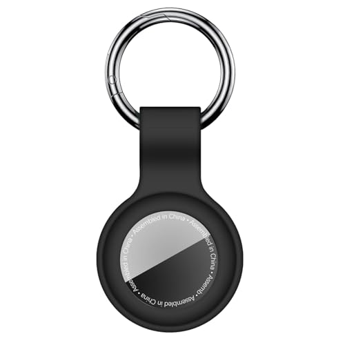 Linsaner 1|2|4 Pack for AirTag Holder Compatible with Air Tag Case Keychain Silicone for air tagholder Key Ring Chain for Apple for GPS Item Finders Accessories, for Bags, Pets, Kids, Luggages, Black - Image 1