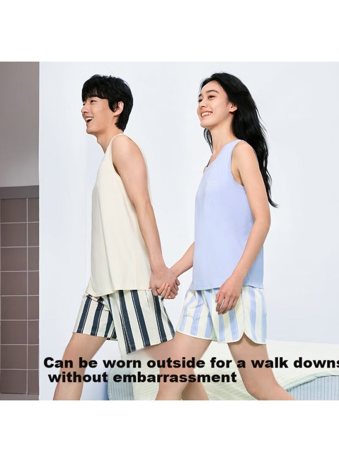 Youkeshu Women's Pajamas Women's Ice Silk Cool Feeling Sleep Vest Men's Loose Sleeveless Shorts Couple Home Wear Set - Image 3