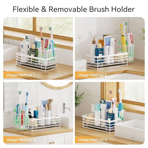 Yofidra Sponge Holder for Kitchen Sink Organizer Caddy: Sink Sponge with Instant Drying Stone, Metal Stainless Steel Basket Home Decor Storage and Organization Accessories 9.5" X 3.5" X 5.2" (White) - Image 3