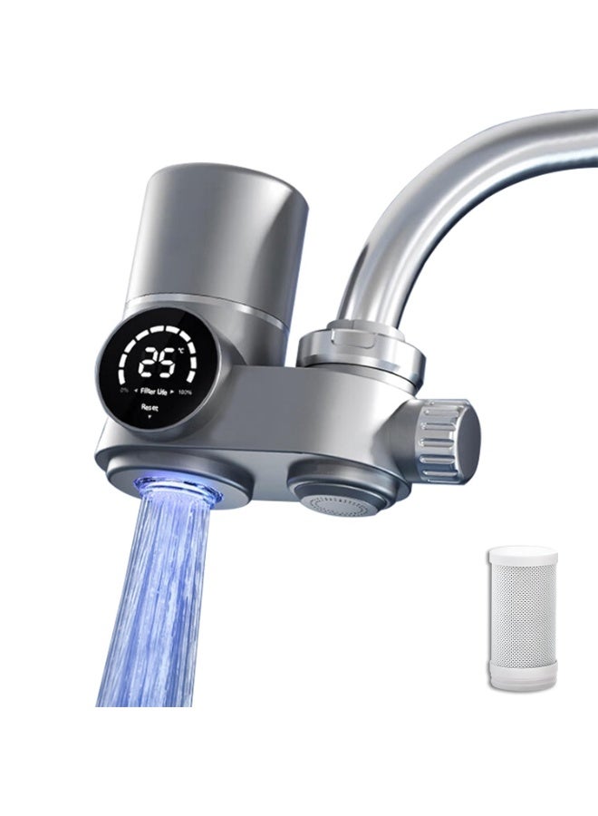 Faucet Water Filter, Faucet Mount Water Filter with LED Display, Tap Water Purifier, Includes 1 Filter, Sterilize, Durable, Fits Standard Sink Faucets