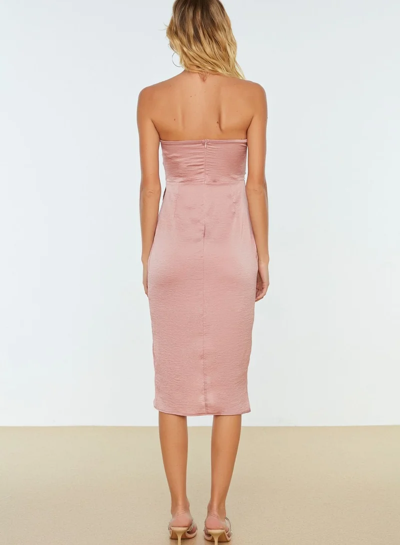 trendyol Bardot Knitted Wrap Dress