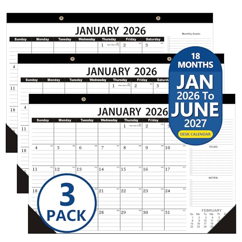 OLUPAND Desk Calendar 2026,January 2026 to June 2027,2026 Desk Calendar- 12x17",Calendar 2026-2027 as Office Calendar,Teacher 2026 Calendar (3 PACK) - Image 1
