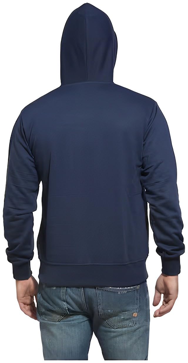 REYA Full Sleeve Solid Men Hood with Zipper Jacket (XL-Size)-Blue - Image 2