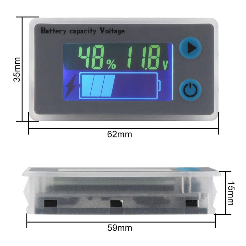 مراقب سعة بطارية 10-100V قابل للبرمجة مقياس جهد ودرجة حرارة البطارية 12V 24V 36V 48V شاشة LCD عرض النسبة المئوية مؤشر اختبار كاشف كمية الكهرباء - Image 3