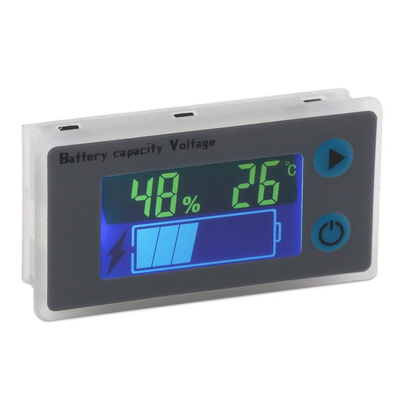 مراقب سعة بطارية 10-100V قابل للبرمجة مقياس جهد ودرجة حرارة البطارية 12V 24V 36V 48V شاشة LCD عرض النسبة المئوية مؤشر اختبار كاشف كمية الكهرباء - Image 1