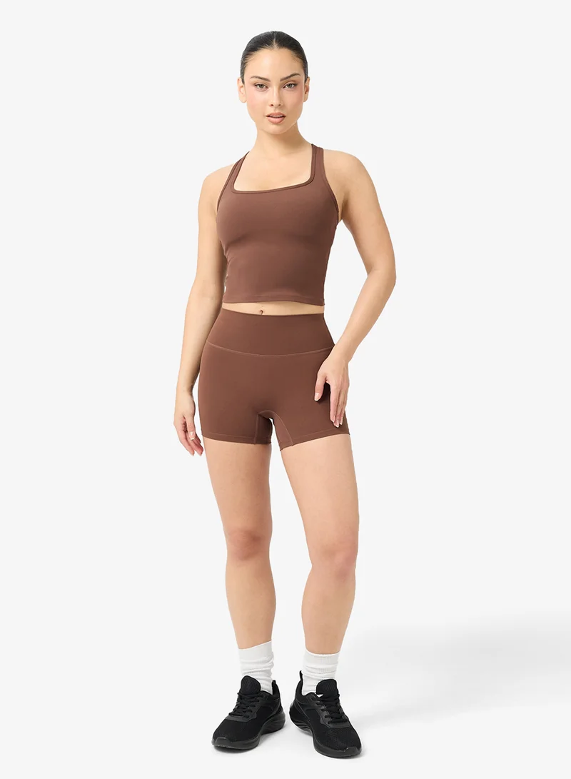 فورورد طقم تانك توب وشورت بياقة مربعة بدون خياطة بلمسة ناعمة