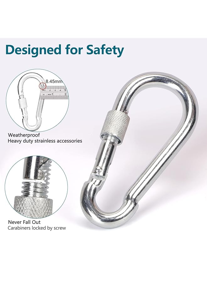 Excefore Tree Swing Hanging Straps Kit 5Ft Extra Long Ultra Strong Hammock Strap Holds 1000 Lbs With Two Heavy Safer Lock Snap Duty Carabiners For Tree Swing & Hammocks Carry Pouch Easy Fast Installation - Image 4