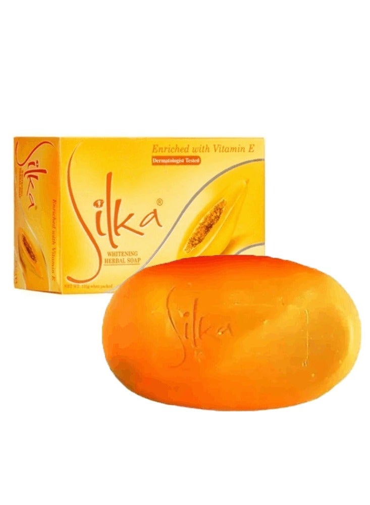 Silka Herbal Papaya Soap With Vitamin E Gold 135grams  - Image 1