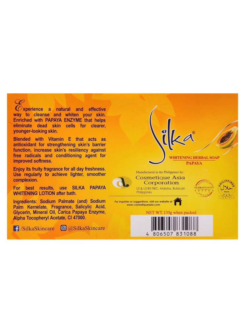 Silka Herbal Papaya Soap With Vitamin E Gold 135grams  - Image 3