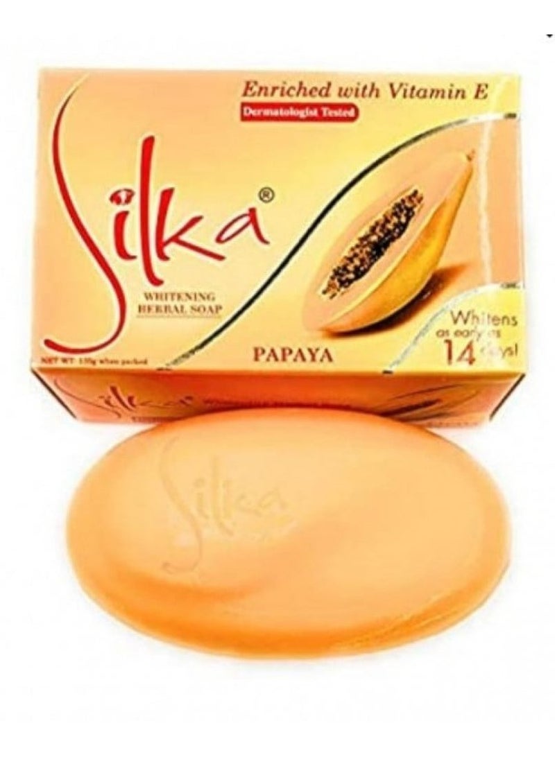 Silka Herbal Papaya Soap With Vitamin E Gold 135grams  - Image 4
