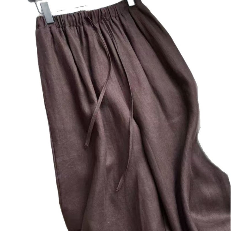 Women's High Waist Linen Blend Wide Leg Pants - Image 5