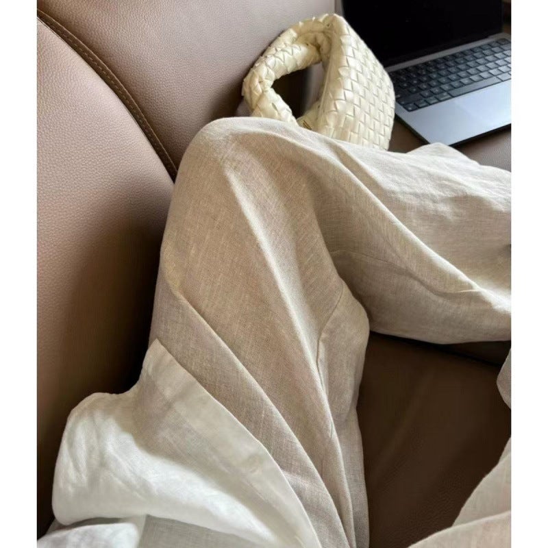 Women's High Waist Linen Blend Wide Leg Pants - Image 4