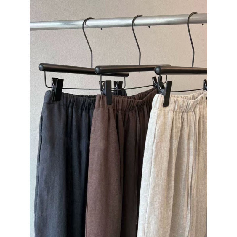 Women's High Waist Linen Blend Wide Leg Pants - Image 2