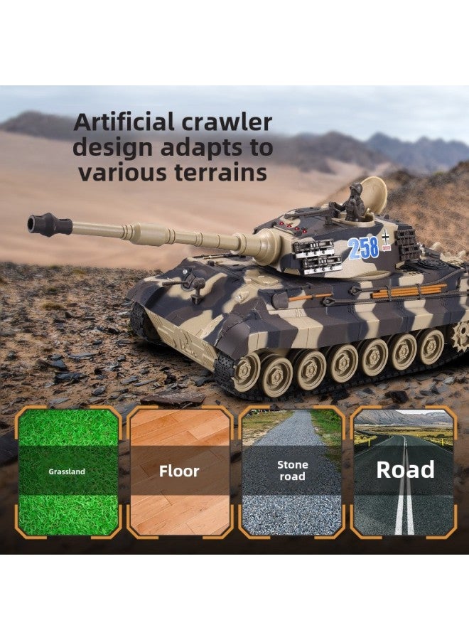العرض المباشر للمركبات المدرعة المجنزرة في معركة الأطفال نموذج محاكاة دبابة التحكم عن بعد مركبة التحكم عن بعد لون جديد: نسخة متطورة من Tiger King: محاكاة 201-المواصفات: التكوين القياسي - Image 4