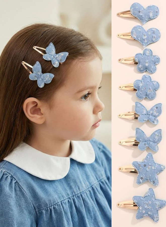 تايك تو Pack of 8 - Girls Blue Denim Sequin Hair Accessories