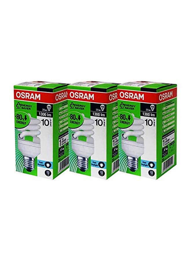 Osram 3-Piece Mini Twist E27 Screw 20W 220V Energy Saver Daylight Fluorescent Bulb  - Image 3