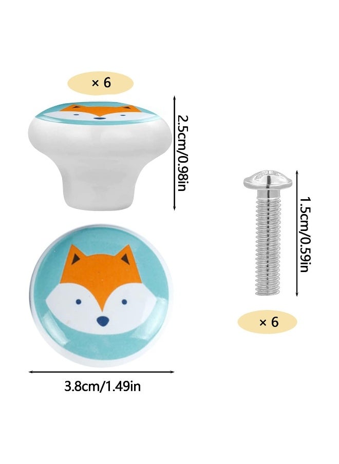 Generic - Cute Ceramic Cartoon Animal Drawer Pulls, Cabinet Knobs Round Furniture Handle with Screws, for Drawer, Cupboard, Dresser, Door, Kids Room Study Room  (6-Pack) - Image 1