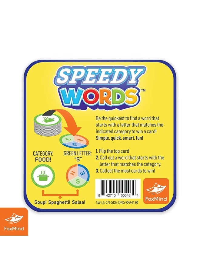 Foxmind Speedy Words Quick Word Game, On The Go Educational Kids and Adult Card Games, 15 Minute Fun Card Games for 2 Players or More, Card Game for Family Night, Parties, and More - Image 3