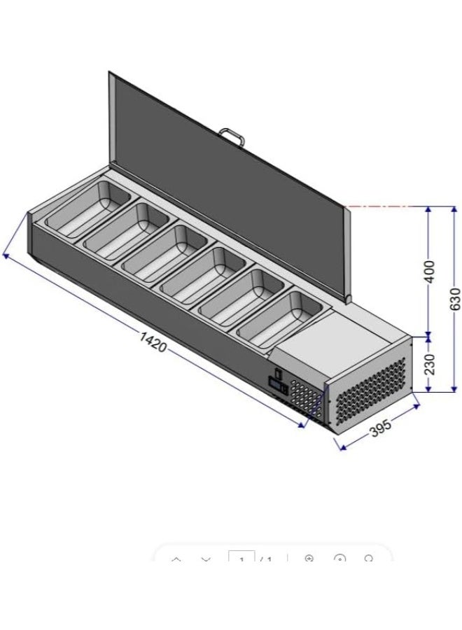 SOFIA Refrigeration Salad Bar Display, Well, Stainless Steel Table Top Salad Display Chiller Energy Efficient (1420x395x437) - Image 3