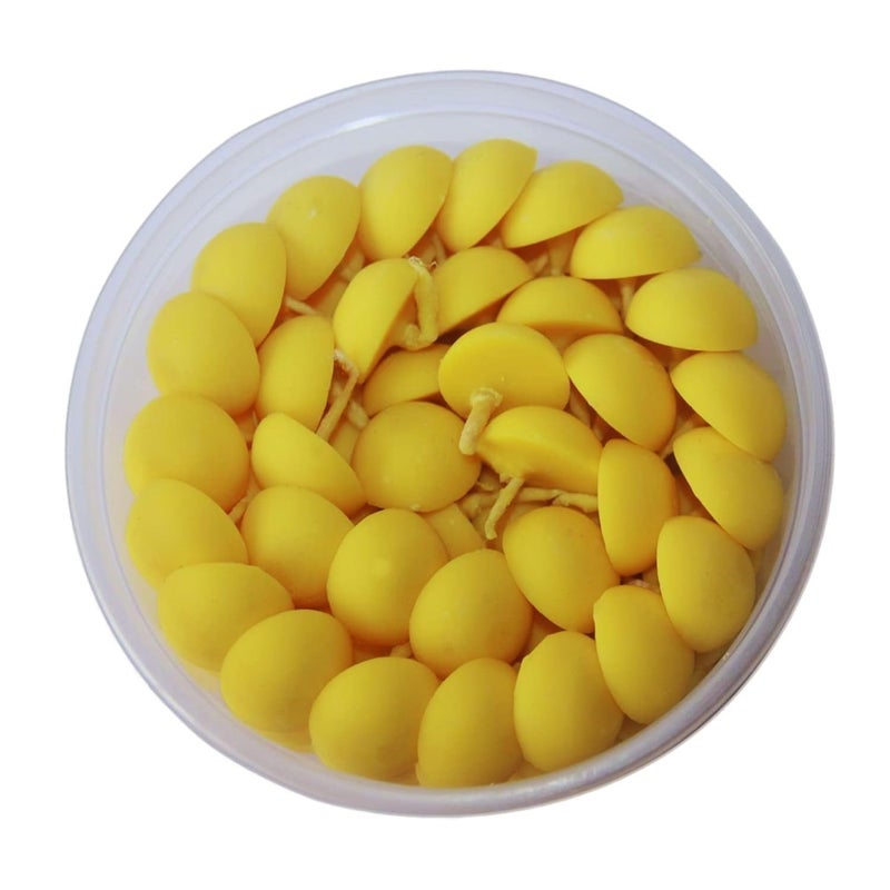 R Wellness Small Ghee Diya for Puja 100 Pcs Wax Free Ghee BattiWicksJyot for Puja Aarti Pack of 1 Yellow 100 Pcs - Image 1