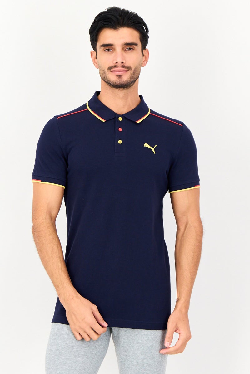 PUMA Men Slim Fit Short Sleeve Contrast Tipping Outdoor Polo Shirt, Navy - Image 1