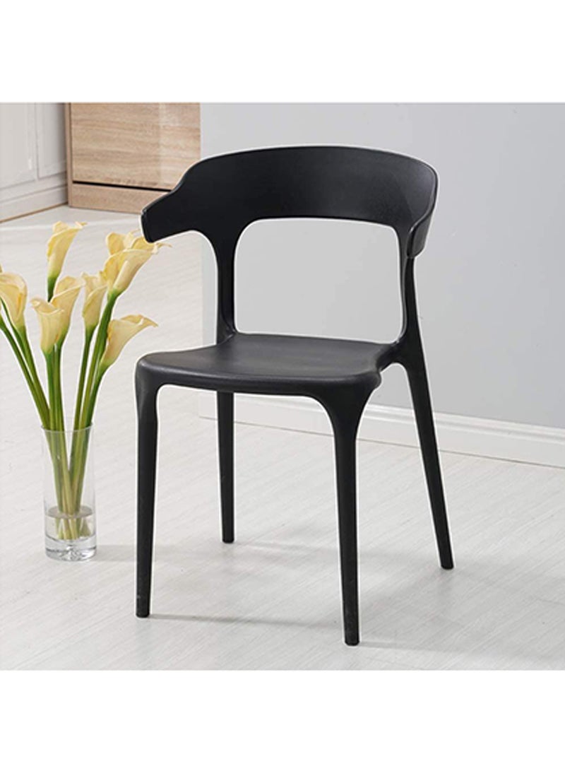 Mahmayi HYPP-04 PP Stackable Horn Dining Chair for Kitchen, Home - Black