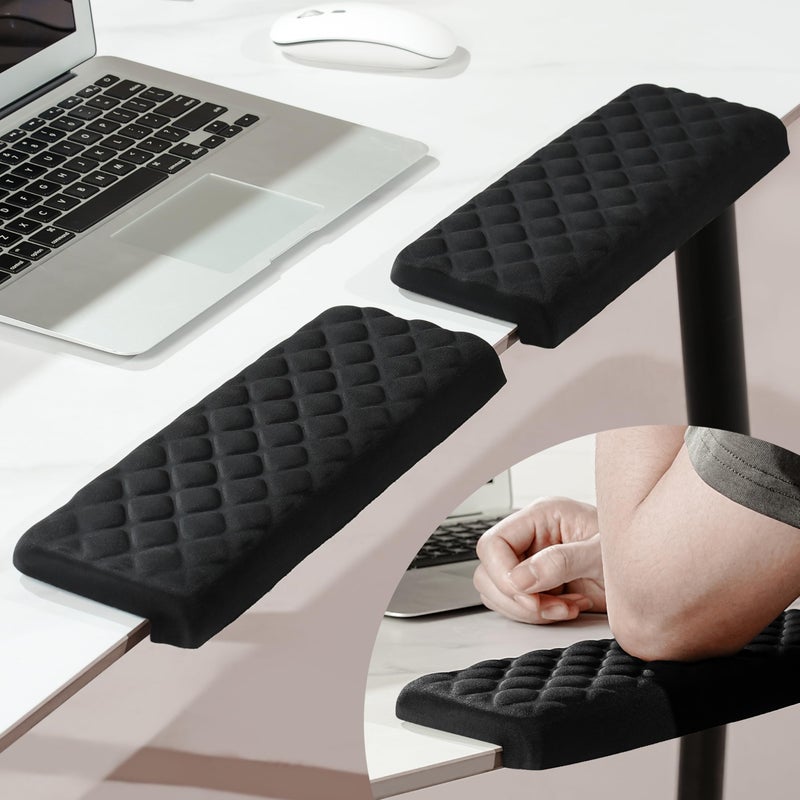 MEKASS L-Shaped Desk Elbow Pad for Desk, Memory Foam Elbow Support Padding with Non-Slip, 2-Piece Ergonomic Desk Edge Cushion, Wrist Comfort Support for Office Home (Diamond Black) - Image 1