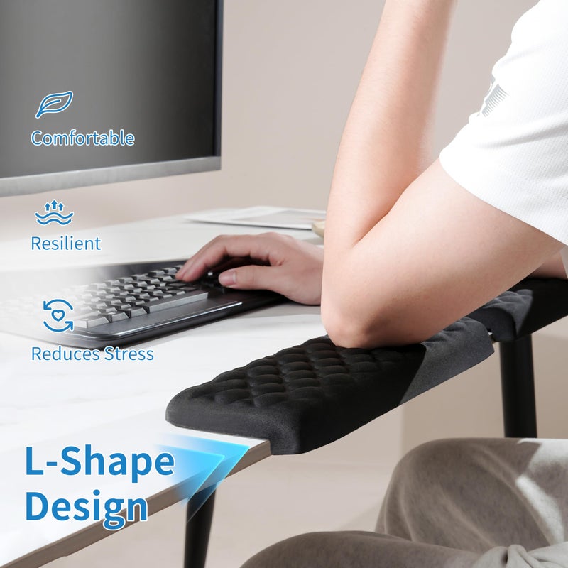 MEKASS L-Shaped Desk Elbow Pad for Desk, Memory Foam Elbow Support Padding with Non-Slip, 2-Piece Ergonomic Desk Edge Cushion, Wrist Comfort Support for Office Home (Diamond Black) - Image 4