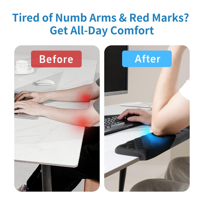 MEKASS L-Shaped Desk Elbow Pad for Desk, Memory Foam Elbow Support Padding with Non-Slip, 2-Piece Ergonomic Desk Edge Cushion, Wrist Comfort Support for Office Home (Diamond Black) - Image 2